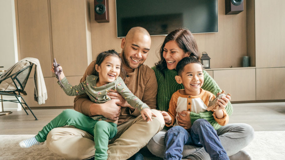 Family Cozy Inside their House During Winter